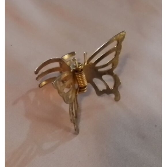 Gold-Tone Butterfly Metal Hair Clip Decorative Spring Closure Accessory - Picture 2 of 3